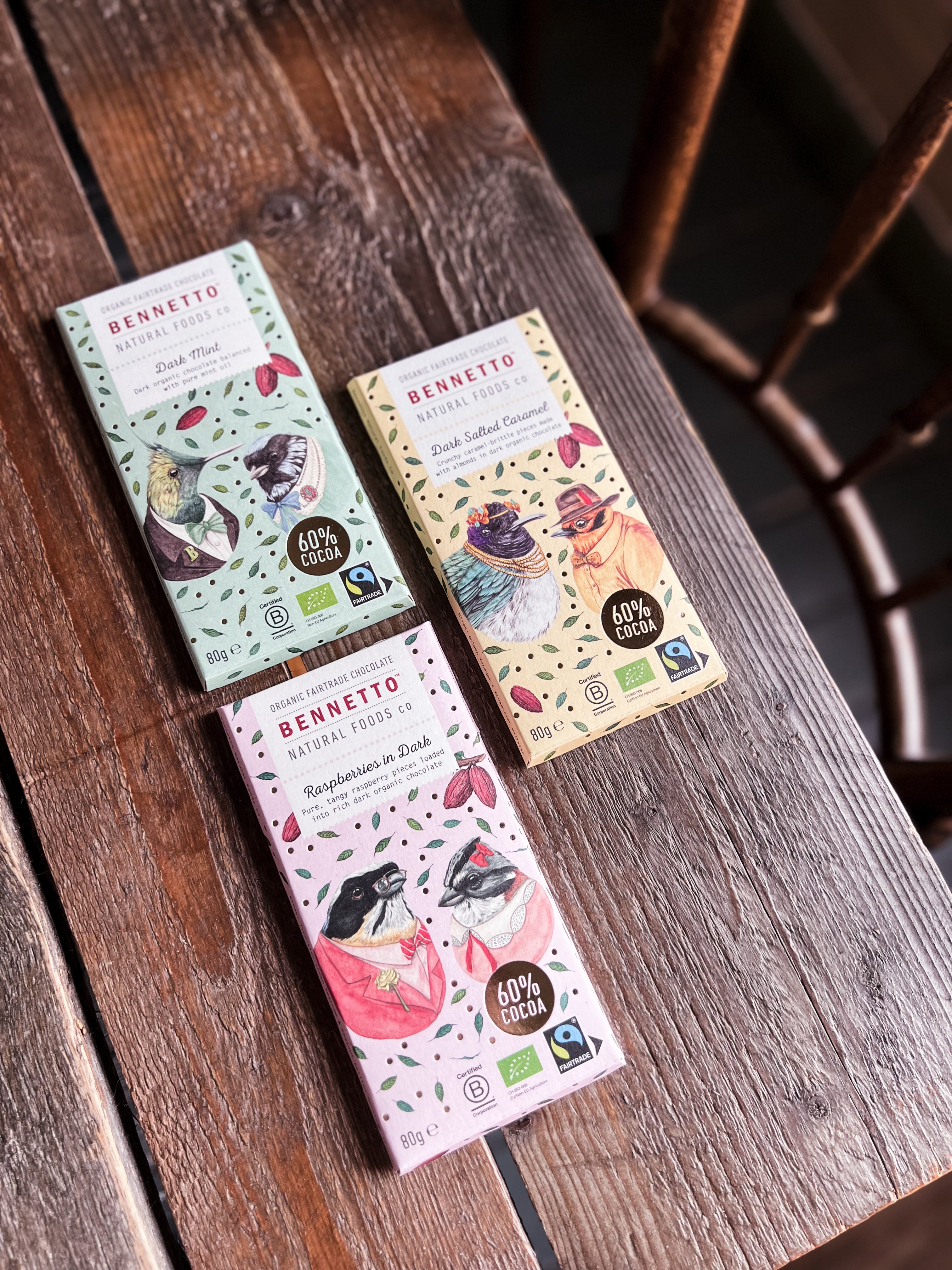 Benetto - 60% Mörk Choklad HALLONKRISP, ekologisk, fairtrade & vegan
